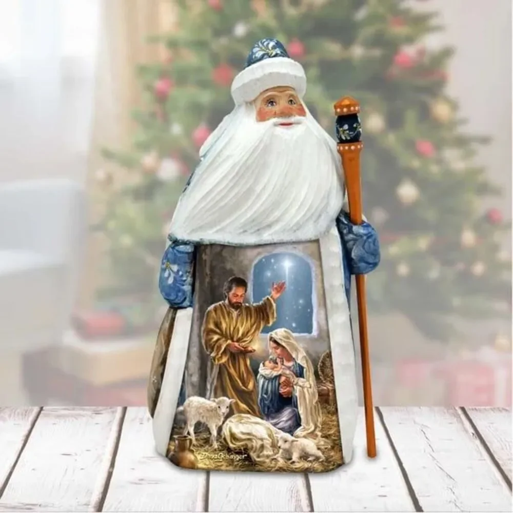 Glory to God Santa Hand-Painted WOODCARVED Figurine by D. Gelsinger Nativity Hol